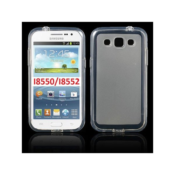 CUSTODIA GEL TPU SILICONE per SAMSUNG I8550 GALAXY WIN, I8552 COLORE BIANCO-TRASPARENTE