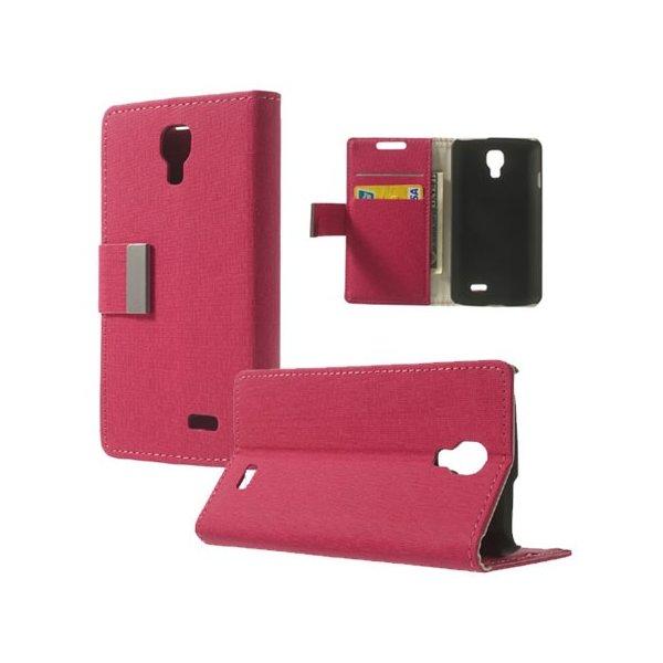 CUSTODIA FLIP ORIZZONTALE TESSUTO per LG F70 D315 CON STAND E TASCHE PORTA CARTE COLORE ROSA FANTASIA MAZE