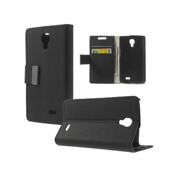 CUSTODIA FLIP ORIZZONTALE PELLE per LG F70 D315 CON STAND E TASCHE PORTA CARTE COLORE NERO