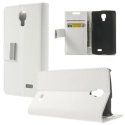 CUSTODIA FLIP ORIZZONTALE PELLE per LG F70 D315 CON STAND E TASCHE PORTA CARTE COLORE BIANCO