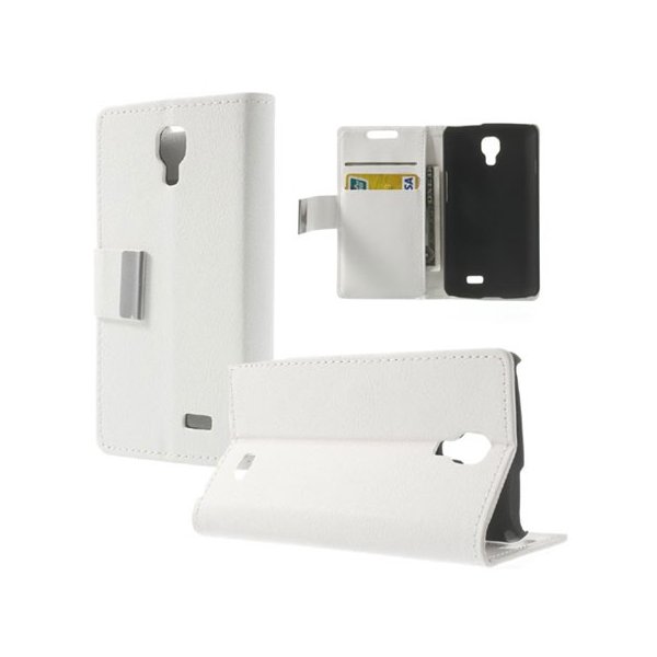 CUSTODIA FLIP ORIZZONTALE PELLE per LG F70 D315 CON STAND E TASCHE PORTA CARTE COLORE BIANCO