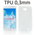 CUSTODIA GEL TPU SILICONE ULTRA SLIM 0,3mm per LG L70 D320N, L70 DUAL SIM D325 COLORE BIANCO TRASPARENTE