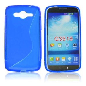 CUSTODIA GEL TPU SILICONE DOUBLE per SAMSUNG G386 GALAXY CORE LTE, G3518 COLORE BLU