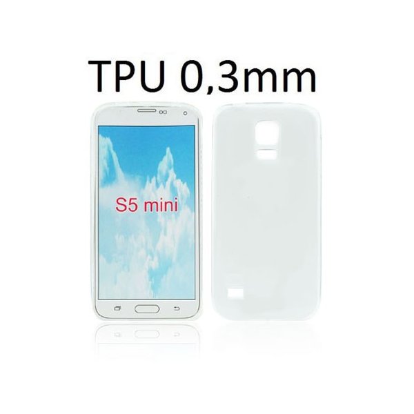 CUSTODIA GEL TPU SILICONE ULTRA SLIM 0,3mm per SAMSUNG G800 GALAXY S5 MINI COLORE BIANCO TRASPARENTE