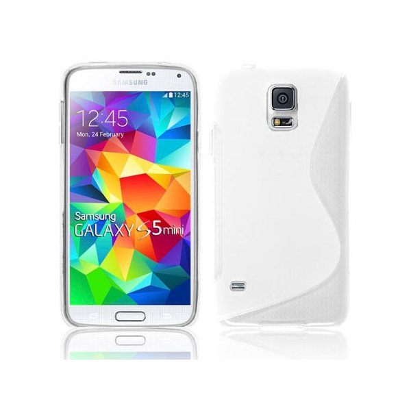 CUSTODIA GEL TPU SILICONE DOUBLE per SAMSUNG G800 GALAXY S5 MINI COLORE BIANCO-TRASPARENTE