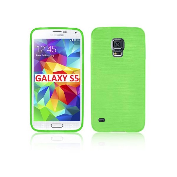 CUSTODIA TPU SILICONE per SAMSUNG G900F GALAXY S5, GALAXY S5 NEO G903F, GALAXY S5 PLUS COLORE VERDE EFFETTO METALLICO