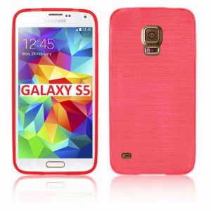 CUSTODIA TPU SILICONE per SAMSUNG G900F GALAXY S5, GALAXY S5 NEO G903F, GALAXY S5 PLUS COLORE ROSSO EFFETTO METALLICO