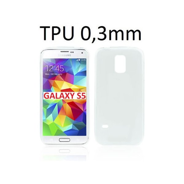 CUSTODIA GEL TPU SILICONE ULTRA SLIM 0,3mm per SAMSUNG G900F GALAXY S5, GALAXY S5 NEO G903F COLORE BIANCO TRASPARENTE