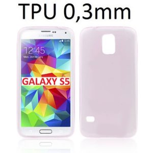 CUSTODIA GEL TPU SILICONE ULTRA SLIM 0,3mm per SAMSUNG G900F GALAXY S5, GALAXY S5 NEO G903F COLORE ROSA TRASPARENTE