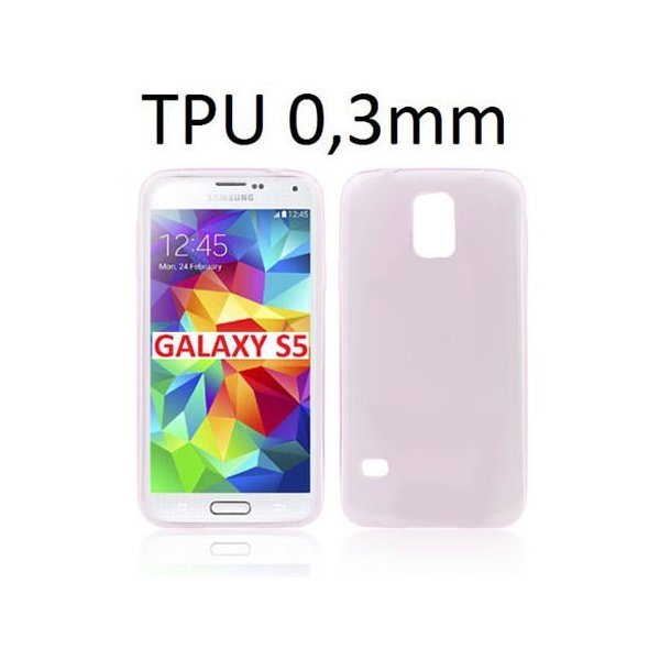 CUSTODIA GEL TPU SILICONE ULTRA SLIM 0,3mm per SAMSUNG G900F GALAXY S5, GALAXY S5 NEO G903F COLORE ROSA TRASPARENTE