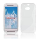 CUSTODIA GEL TPU SILICONE DOUBLE per HTC ONE 2 ( M8 ), ONE M8s COLORE BIANCO-TRASPARENTE