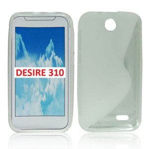 CUSTODIA GEL TPU SILICONE DOUBLE per HTC DESIRE 310 COLORE BIANCO-TRASPARENTE