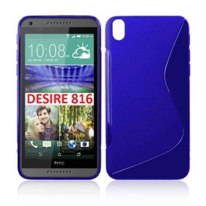 CUSTODIA GEL TPU SILICONE DOUBLE per HTC DESIRE 816, DESIRE 816G DUAL SIM COLORE BLU