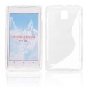 CUSTODIA GEL TPU SILICONE DOUBLE per HUAWEI ASCEND P1 XL U9200E, U9220E COLORE BIANCO-TRASPARENTE