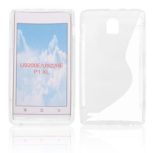 CUSTODIA GEL TPU SILICONE DOUBLE per HUAWEI ASCEND P1 XL U9200E, U9220E COLORE BIANCO-TRASPARENTE