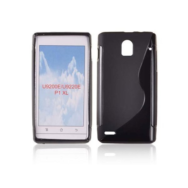 CUSTODIA GEL TPU SILICONE DOUBLE per HUAWEI ASCEND P1 XL U9200E, U9220E COLORE NERO