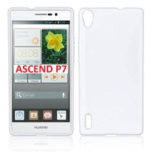 CUSTODIA GEL TPU SILICONE DOUBLE per HUAWEI ASCEND P7 COLORE BIANCO