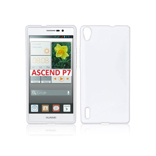 CUSTODIA GEL TPU SILICONE DOUBLE per HUAWEI ASCEND P7 COLORE BIANCO