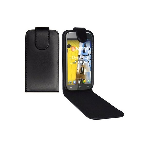 CUSTODIA FLIP VERTICALE PELLE per NGM DYNAMIC STAR CON INTERNO IN TPU SILICONE COLORE NERO