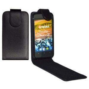 CUSTODIA FLIP VERTICALE PELLE per NGM DYNAMIC RACING 3 CON INTERNO IN TPU SILICONE COLORE NERO