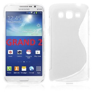 CUSTODIA GEL TPU SILICONE DOUBLE per SAMSUNG G7106 GALAXY GRAND 2, G7100, G7102, G7105 COLORE BIANCO-TRASPARENTE