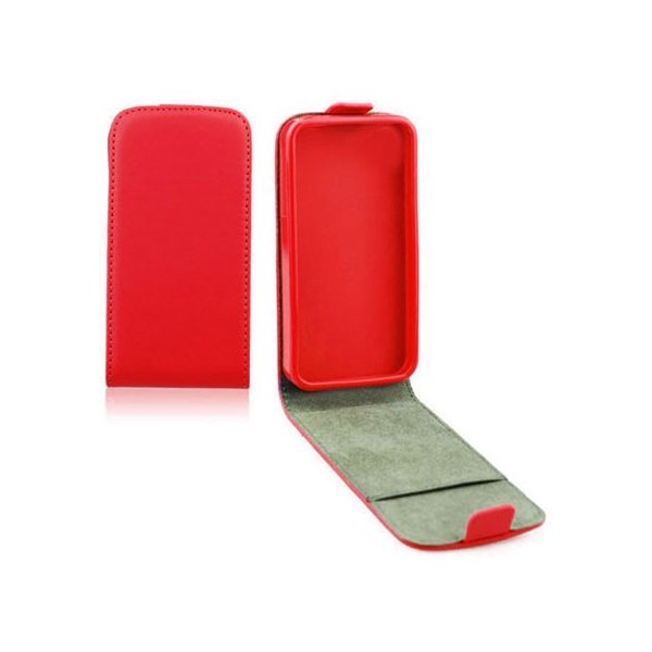 CUSTODIA FLIP VERTICALE SLIM PELLE per HTC DESIRE 310 CON INTERNO IN TPU SILICONE E TASCA PORTA CARTE COLORE ROSSO