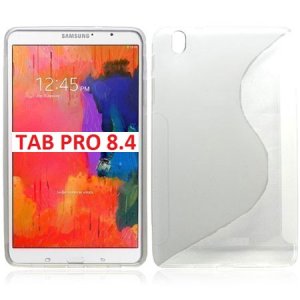 CUSTODIA GEL TPU SILICONE DOUBLE per SAMSUNG GALAXY TAB PRO 8.4 COLORE BIANCO-TRASPARENTE