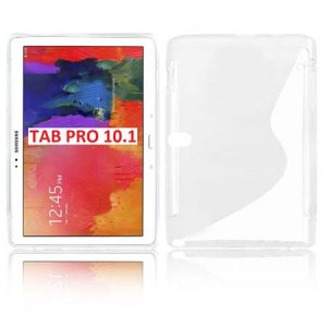 CUSTODIA GEL TPU SILICONE DOUBLE per SAMSUNG GALAXY TAB PRO 10.1, SM-T520, SM-T525 COLORE BIANCO-TRASPARENTE