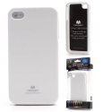 CUSTODIA GEL TPU SILICONE per APPLE IPHONE 4, 4s COLORE BIANCO LUCIDO CON GLITTER ALTA QUALITA' MERCURY BLISTER