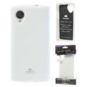 CUSTODIA per LG NEXUS 5 (D820) IN GEL TPU SILICONE COLORE BIANCO LUCIDO CON GLITTER ALTA QUALITA' MERCURY BLISTER