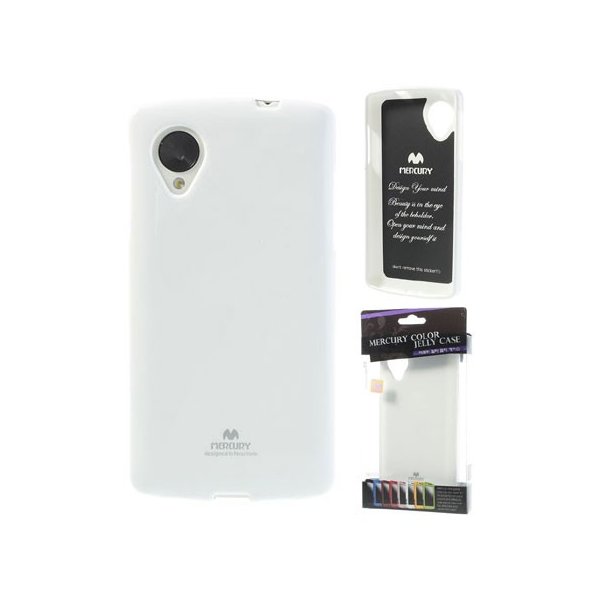 CUSTODIA per LG NEXUS 5 (D820) IN GEL TPU SILICONE COLORE BIANCO LUCIDO CON GLITTER ALTA QUALITA' MERCURY BLISTER