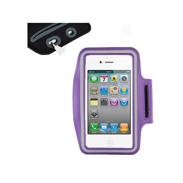 CUSTODIA DA BRACCIO CON PORTA CHIAVI E CHIUSURA A STRAPPO per APPLE IPHONE 3G, 3GS, 4, 4s COLORE VIOLA