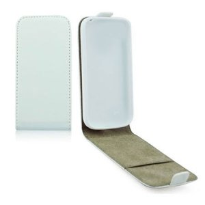 CUSTODIA FLIP VERTICALE SLIM PELLE per SAMSUNG G386 GALAXY CORE LTE, G3518 CON INTERNO IN TPU SILICONE COLORE BIANCO