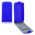 CUSTODIA FLIP VERTICALE SLIM PELLE per SAMSUNG G386 GALAXY CORE LTE, G3518 CON INTERNO IN TPU SILICONE COLORE BLU