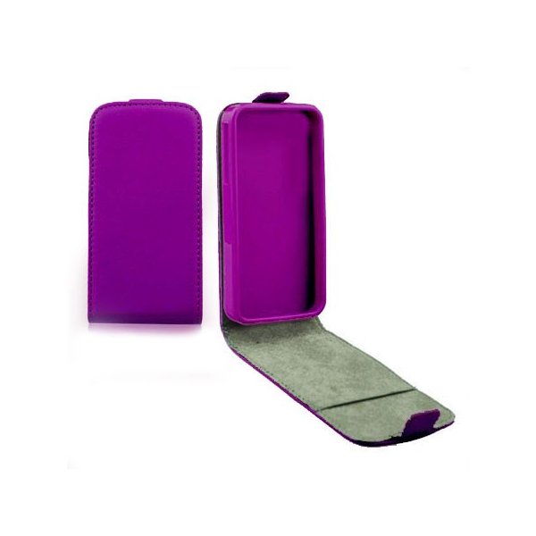 CUSTODIA FLIP VERTICALE SLIM PELLE per SAMSUNG G386 GALAXY CORE LTE, G3518 CON INTERNO IN TPU SILICONE COLORE VIOLA