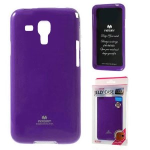 CUSTODIA GEL TPU SILICONE per SAMSUNG S7562 GALAXY S DUOS, S7560, S7580 VIOLA LUCIDO CON GLITTER ALTA QUALITA' MERCURY BLISTER