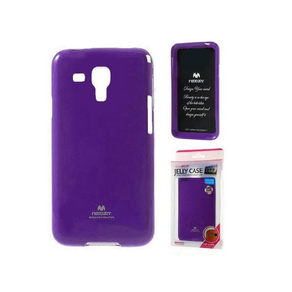 CUSTODIA GEL TPU SILICONE per SAMSUNG S7562 GALAXY S DUOS, S7560, S7580 VIOLA LUCIDO CON GLITTER ALTA QUALITA' MERCURY BLISTER