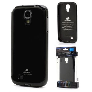 CUSTODIA GEL TPU SILICONE per SAMSUNG I9500 GALAXY S4, I9502, I9505 COLORE NERO LUCIDO CON GLITTER ALTA QUALITA' MERCURY BLISTER