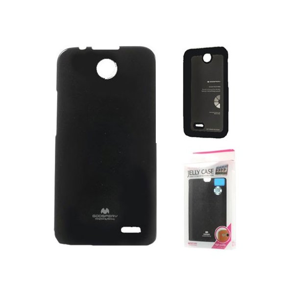 CUSTODIA GEL TPU SILICONE per HTC DESIRE 310 COLORE NERO LUCIDO CON GLITTER ALTA QUALITA' MERCURY BLISTER