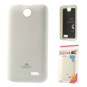 CUSTODIA GEL TPU SILICONE per HTC DESIRE 310 COLORE BIANCO LUCIDO CON GLITTER ALTA QUALITA' MERCURY BLISTER