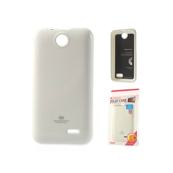 CUSTODIA GEL TPU SILICONE per HTC DESIRE 310 COLORE BIANCO LUCIDO CON GLITTER ALTA QUALITA' MERCURY BLISTER