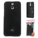 CUSTODIA GEL TPU SILICONE per HTC ONE E8 COLORE NERO LUCIDO CON GLITTER ALTA QUALITA' MERCURY BLISTER