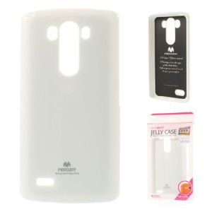 CUSTODIA GEL TPU SILICONE per LG G3 D850, D855, LS990 COLORE BIANCO LUCIDO CON GLITTER ALTA QUALITA' MERCURY BLISTER