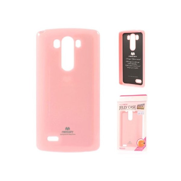 CUSTODIA GEL TPU SILICONE per LG G3 D850, D855, LS990 COLORE ROSA LUCIDO CON GLITTER ALTA QUALITA' MERCURY BLISTER