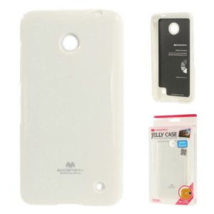 CUSTODIA GEL TPU SILICONE per NOKIA LUMIA 630 COLORE BIANCO LUCIDO CON GLITTER ALTA QUALITA' MERCURY BLISTER