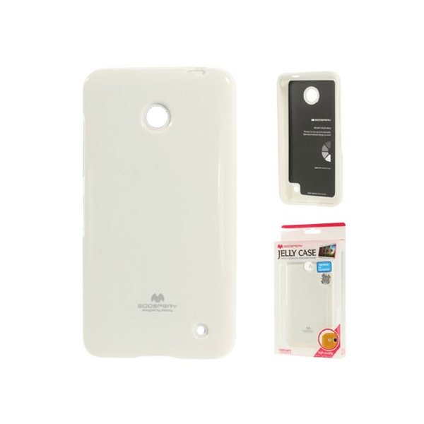 CUSTODIA GEL TPU SILICONE per NOKIA LUMIA 630 COLORE BIANCO LUCIDO CON GLITTER ALTA QUALITA' MERCURY BLISTER