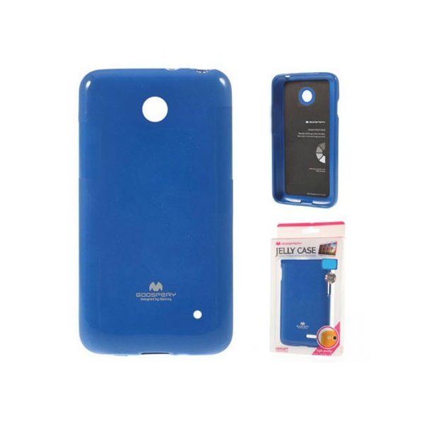 CUSTODIA GEL TPU SILICONE per NOKIA LUMIA 630 COLORE BLU LUCIDO CON GLITTER ALTA QUALITA' MERCURY BLISTER