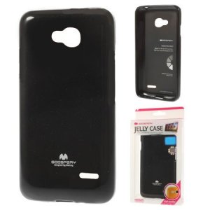 CUSTODIA GEL TPU SILICONE per LG L90 DUAL D410 COLORE NERO LUCIDO CON GLITTER ALTA QUALITA' MERCURY BLISTER