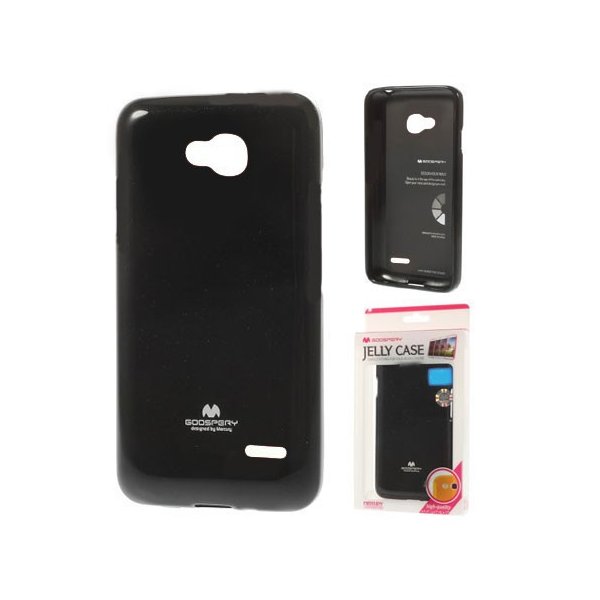 CUSTODIA GEL TPU SILICONE per LG L90 DUAL D410 COLORE NERO LUCIDO CON GLITTER ALTA QUALITA' MERCURY BLISTER