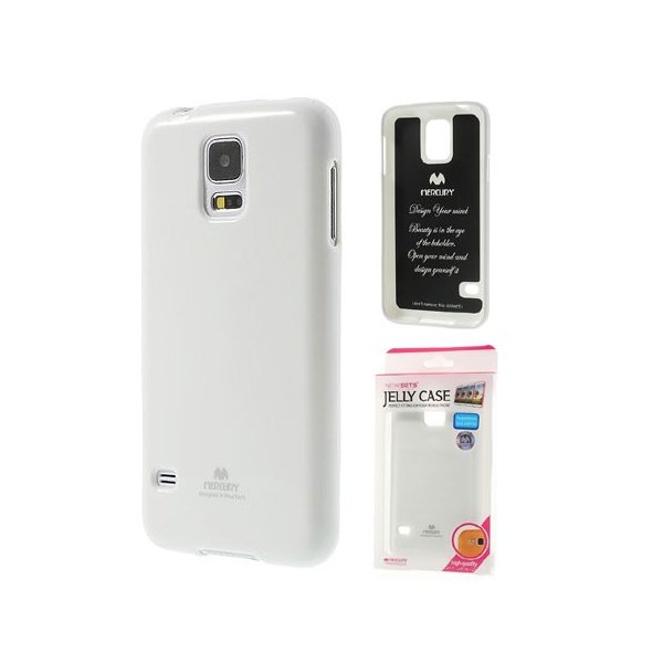 CUSTODIA GEL TPU SILICONE per SAMSUNG G800 GALAXY S5 MINI COLORE BIANCO LUCIDO CON GLITTER ALTA QUALITA' MERCURY BLISTER